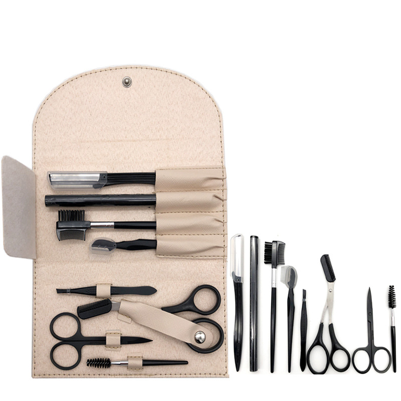 Factory Wholesale Beauty Tools Eyebrow Scraper 8-Piece Set Eyebrow Knife Eyebrow Trimmer Brow Groomer Eye Tweezer Beauty Scissors Eyebrow Shaping Set