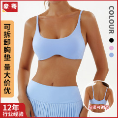 欧米のタイツの美背ヨガのブラジャーの裸感の速乾の運動の下着のプラティのフィットネスの服のベストの上着の女性