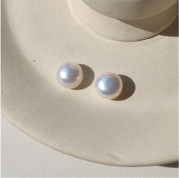 Aurora 5A Natural Freshwater Pearl Sterling Silver S925 Stud Earrings for Women Versatile Earrings 925 Silver Needle Natural Pearl