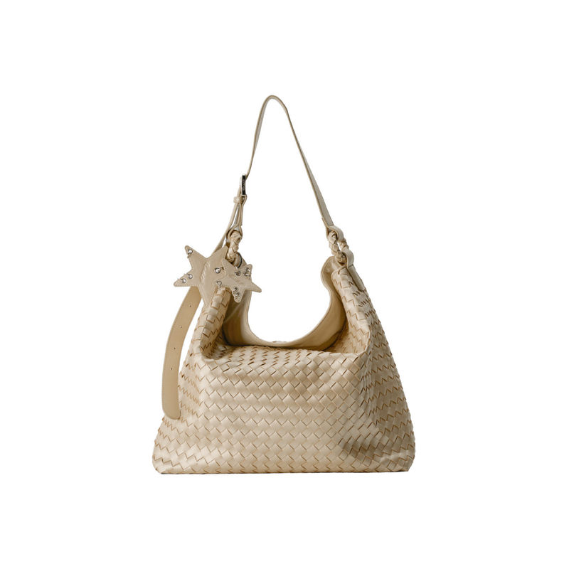 2026 Spring and Summer New Retro Woven Tote Bag Champagne Color Hobo Tote Bag Large Capacity Women's Shoulder Underarm Bag