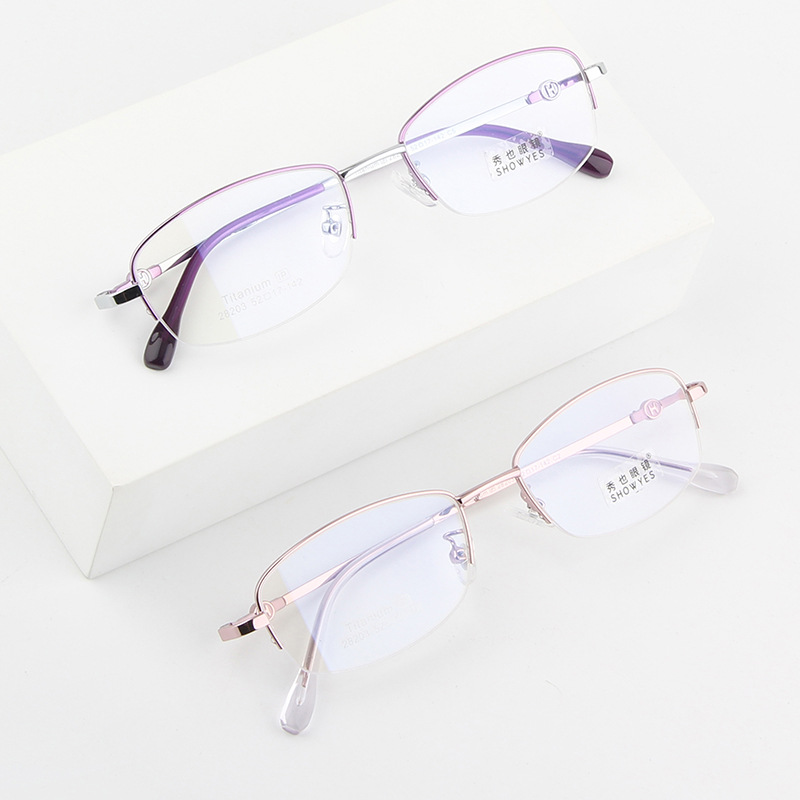 Half frame myopia presbyopia women's frame manufacturers wholesale memory titanium frame metal adjustable optical glasses 28203