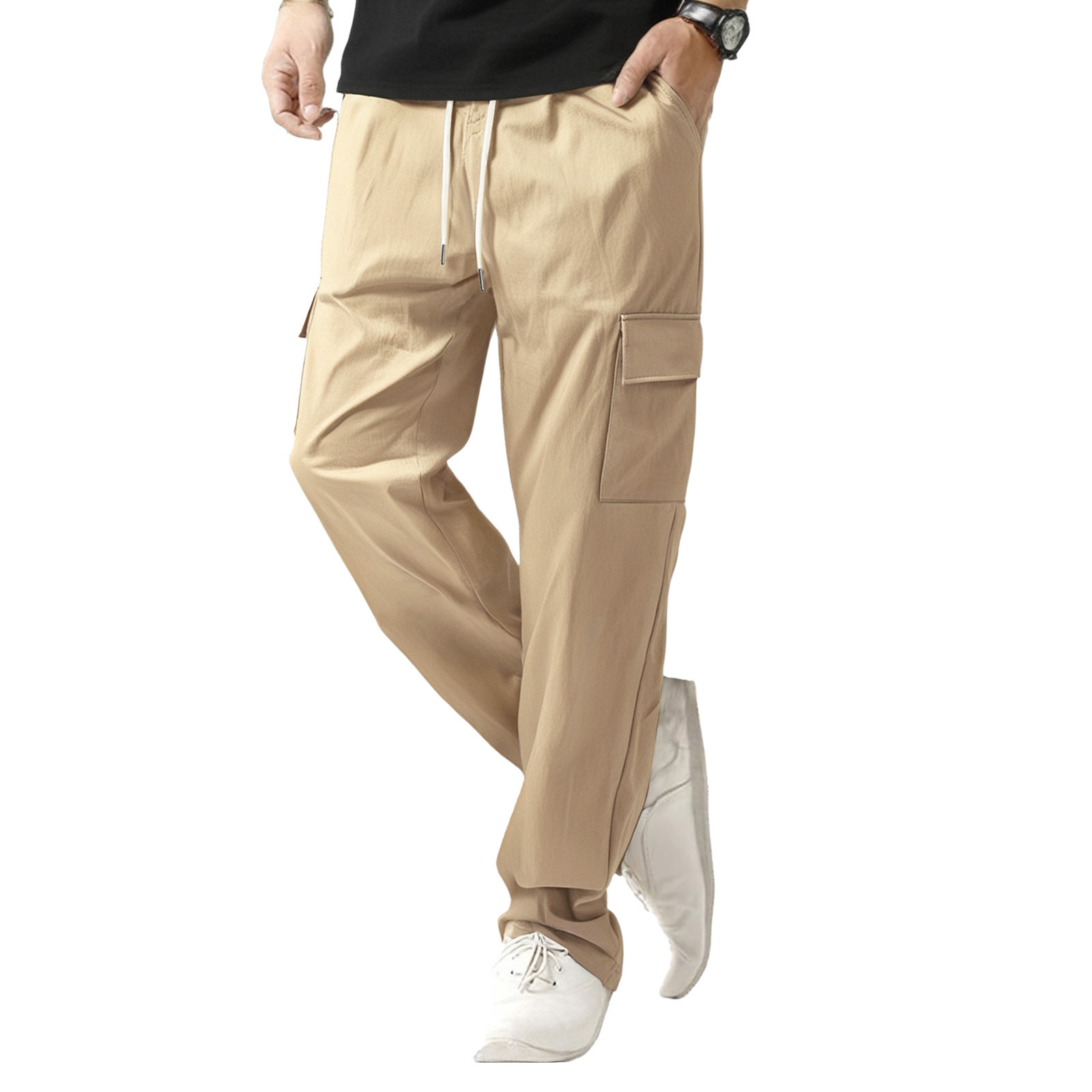 Transfronterizo americano recto hombre pantalones casuales de verano sueltos delgados estilo deportivo de velocidad de secado correa pantalones de trabajo para hombre