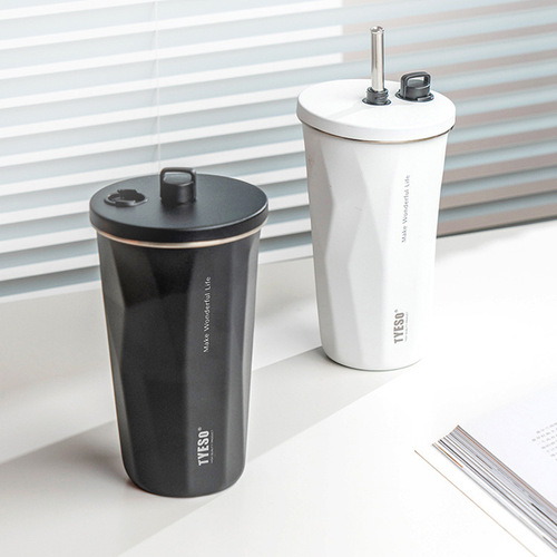 Taisuo Prismatic Straw Cup Stainless Steel Insulated Large Capacity Coffee Cup Portable Car Prismatic Couple Cooling Cups
