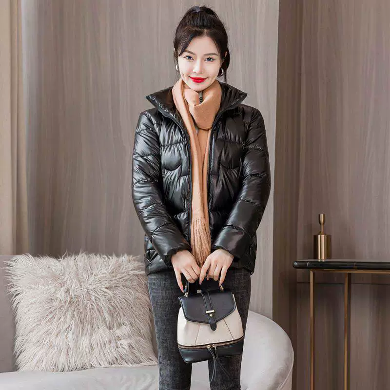 Winter short down jacket with down, brace, Korean style, oversize, increased thickness, slim fit
