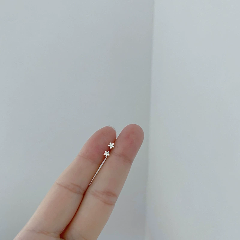 Mini copper stud earrings set, assorted small motifs, silver‑plated s925 posts, gift pack