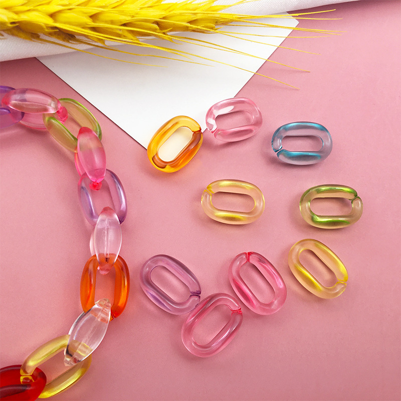 混合 100 ピース/パックアクリルプラスチックチェーンバックルカラフルな楽しい U 字型バックルキーホルダー携帯電話チェーンアクセサリー|undefined