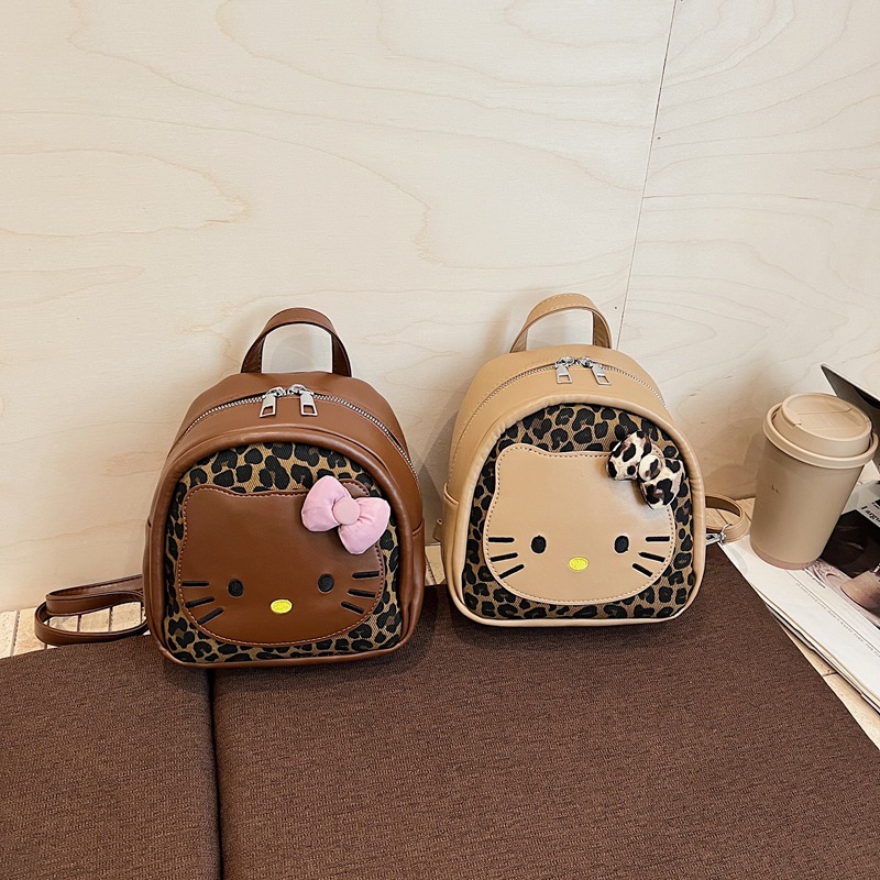 韩版可爱猫咪少女双肩背包秋冬新款豹纹洋气百搭甜美迷你儿童背包