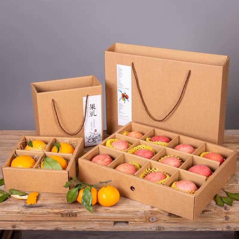 Caja de frutas 4 - 12 manzanas, naranjas, caqui, cajas de regalo comerciales, cajas de regalo vacías personalizadas al por mayor