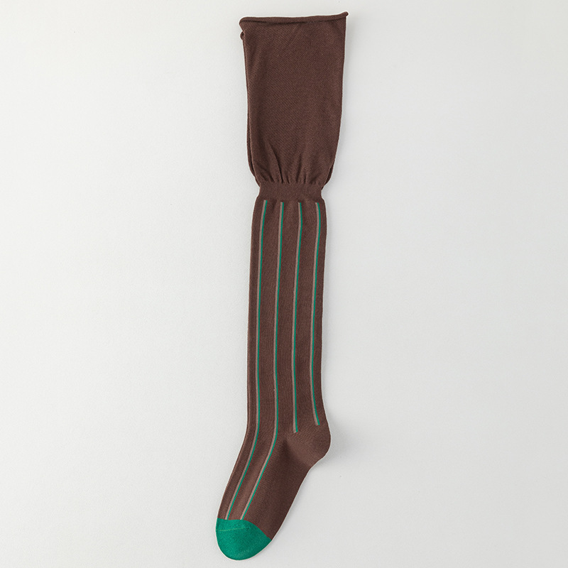 2025d Thigh High Socks For Women, Over-the-Knee Long Socks, Runway Style, Ins Vertical Stripes, Loose Mouth, Niche Slimming,_voghion.com