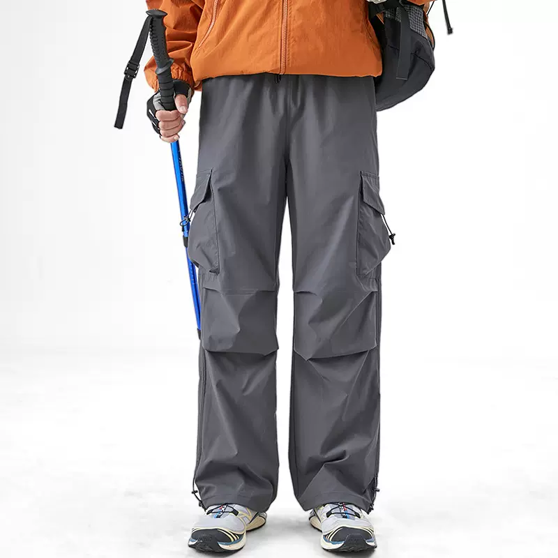 美式工装裤男女夏季宽松多口袋休闲裤速干褶皱伞兵户外阔腿裤