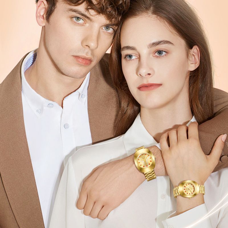 Laibinji LIEBIG moda creativa diamante hombres y mujeres reloj transfronterizo venta caliente correa de acero impermeable pareja reloj al por mayor