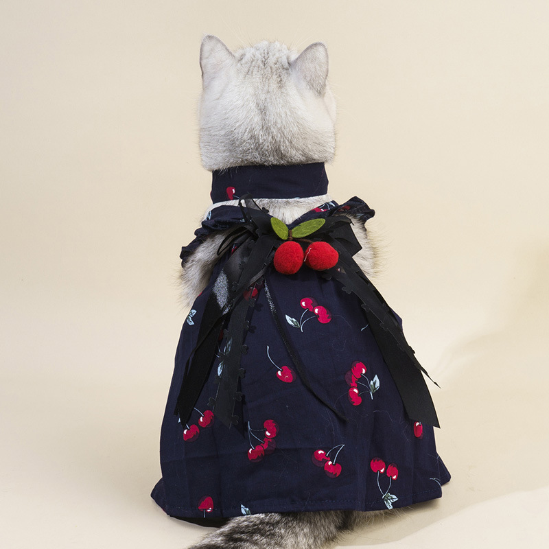 60g Weight Pet Clothing Type Of Pet Supplies 1 Piece Quantity Casual, Daily Occasion Cotton Material Peach, Cherry Pattern Summer Season Cute Style 1 Piece Summer Cute Cotton Peach Cherry Pet Clothing 4