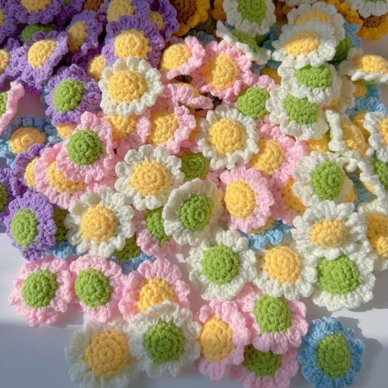 小雏菊手工编织花束洋甘菊毛线钩针花朵仿真花服装装饰配件辅料|undefined