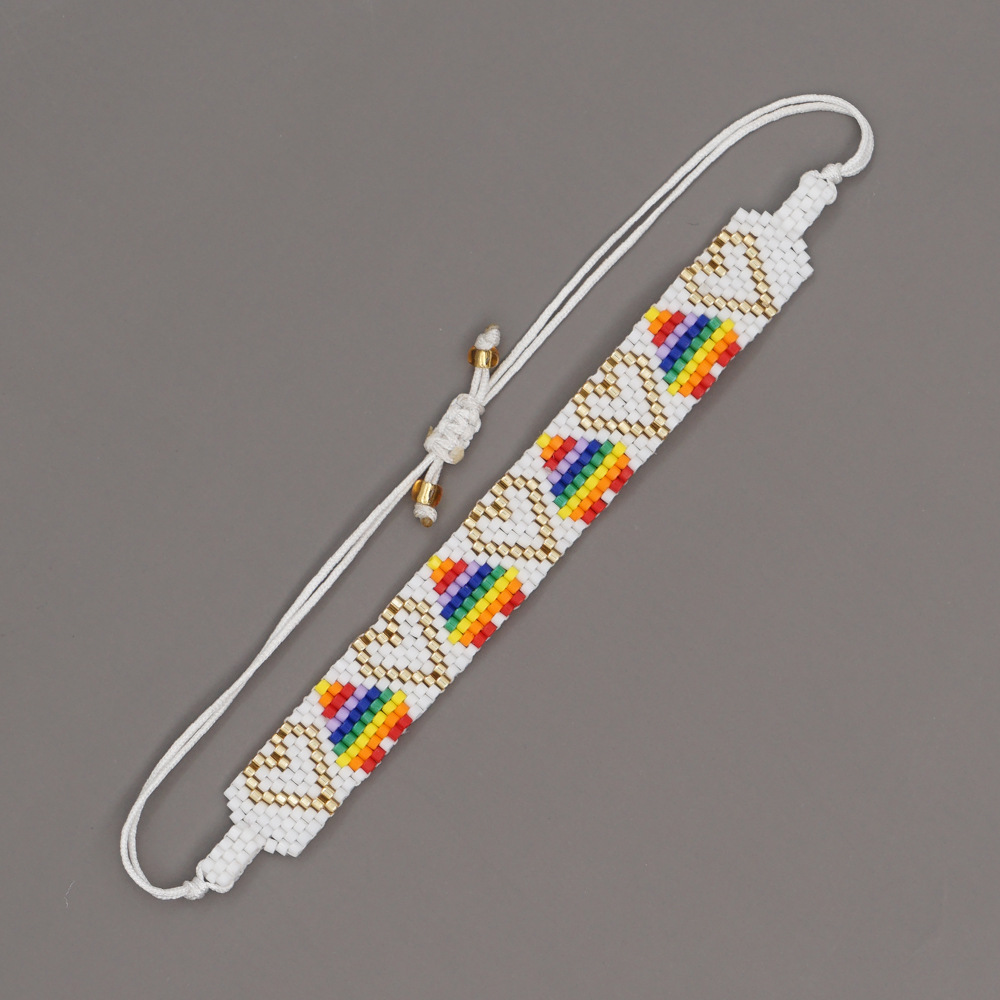 Pulsera De Corazón Tejida Con Cuentas De Arco Iris Étnico Al Por Mayor Nihaojewelry display picture 1