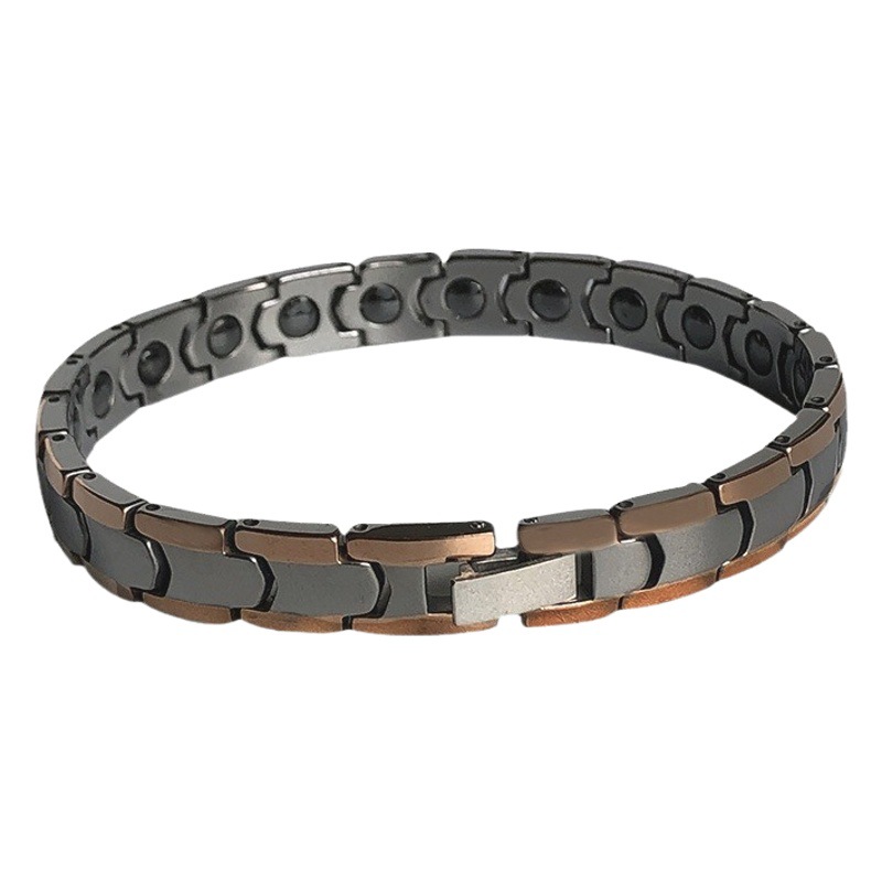 Japonés y coreano transfronterizo en stock joyería al por mayor de acero de tungsteno electrochapado oro rosa magnética impermeable pulsera deportiva para niños y niñas