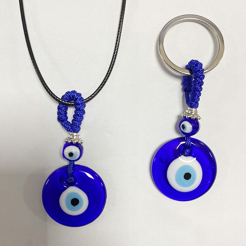 Collar De Llavero Con Colgante De Ojo De Diablo De Cristal Azul Simple display picture 1