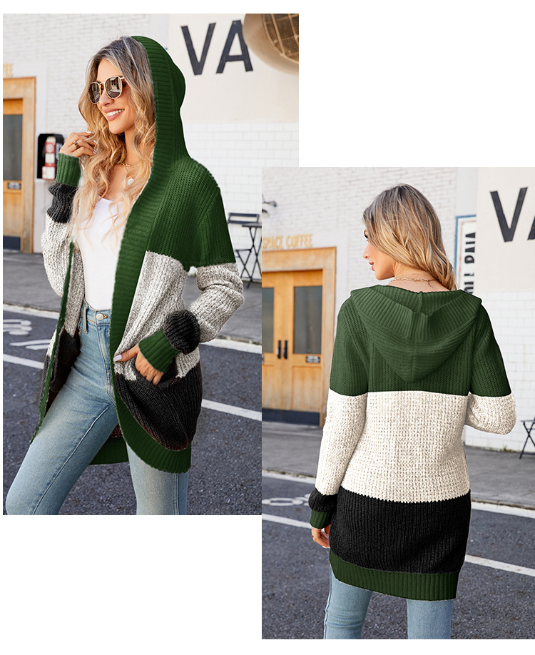 Women's Cardigan Long Sleeve Sweaters & Cardigans Contrast Binding Casual Color Block display picture 5