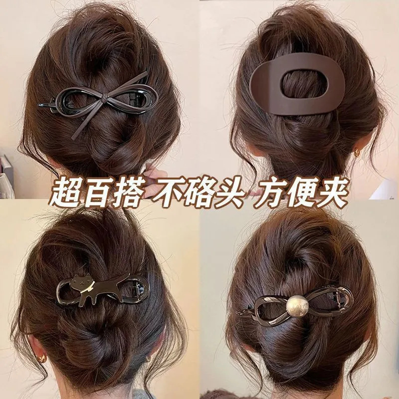 つや消しカモノハシクリップ、女性用後頭部用大型ヘアクリップ、2025年モデルヘアクリップ、ヘアピン、ヘッドバンドステッカー|undefined