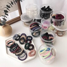 夏日果冻少女简约彩色系电话线发圈韩系碎花电话高弹力线耐用皮筋