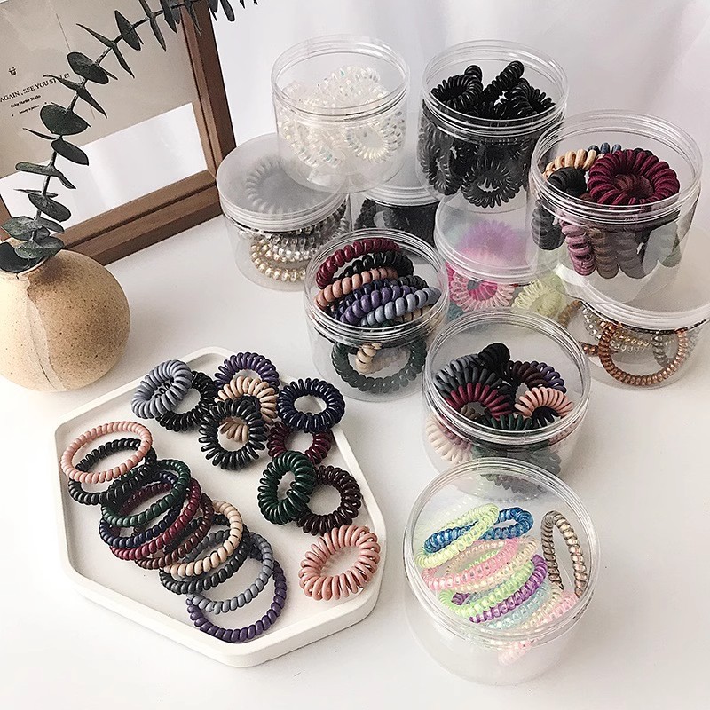 夏日果冻少女简约彩色系电话线发圈韩系碎花电话高弹力线耐用皮筋