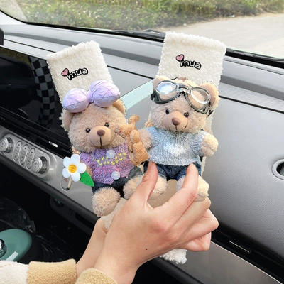 Seat belt shoulder pad: Cute Doll Bear Car