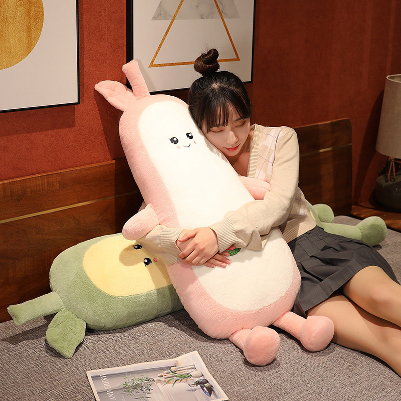 Creative avocado pillow soft cute peach plush toy children sleeping soothing pillow long pillow girls wholesale