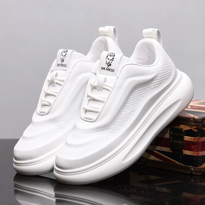 Мужские белые кроссовки McQueen на толстой подошве, весенне-летние повседневные универсальные туфли, увеличивающие рост, MY2932.