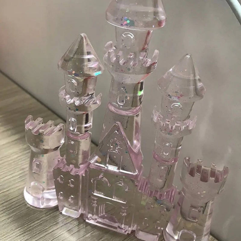 インターネット有名人の湖水ブルークリスタル城カルーセル水槽造園マイクロ風景タイベタロイモの装飾品|undefined