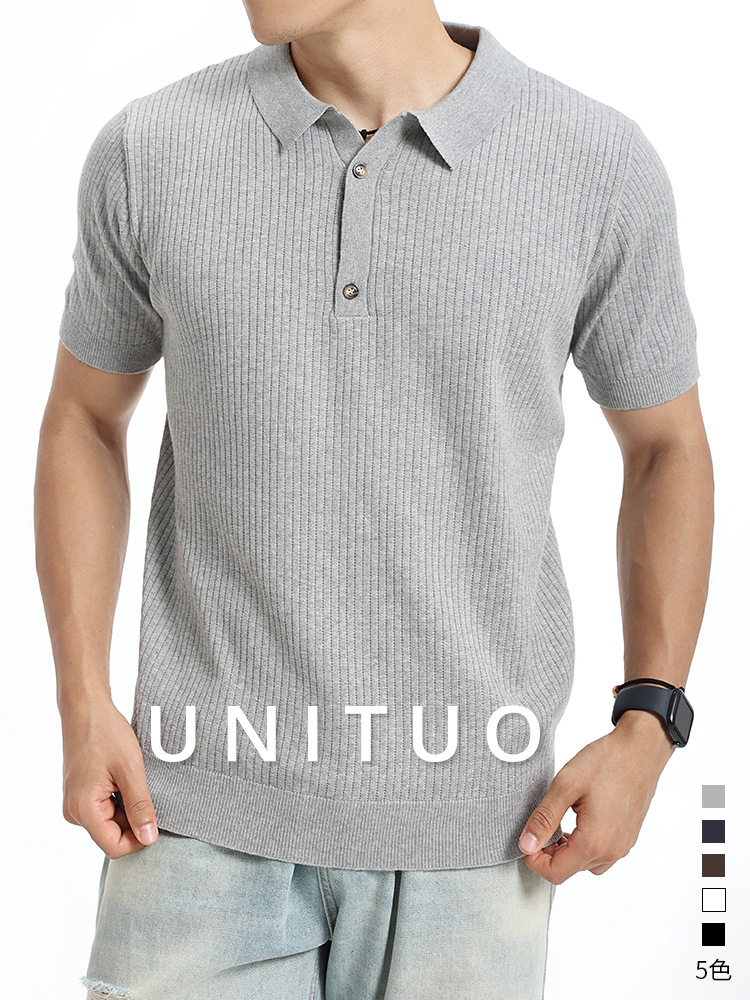 Cross-border exclusivo para 2026 hombres de verano de hielo de punto polo camiseta de manga corta camiseta de negocios de estilo europeo y americano