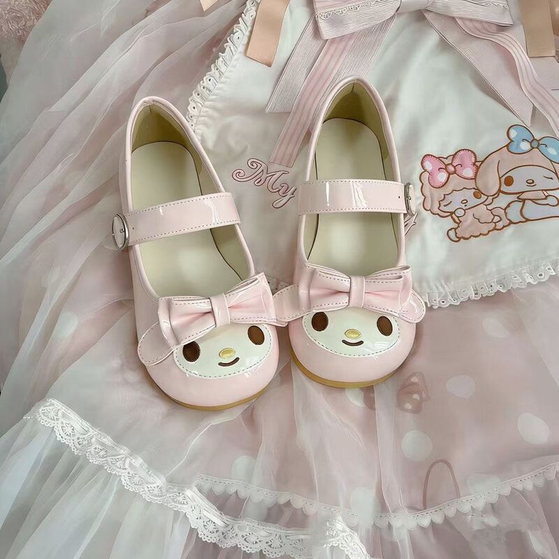In-Stock Smiley Mouth Melody Lolita Shoes, Round-Toe Low-Heel Pink Cute Home-Style Flat Shoes In-Stock Smiley Mouth Melody Lolita Shoes, Round-Toe Low-Heel Pink Cute Home-Style Flat Shoes