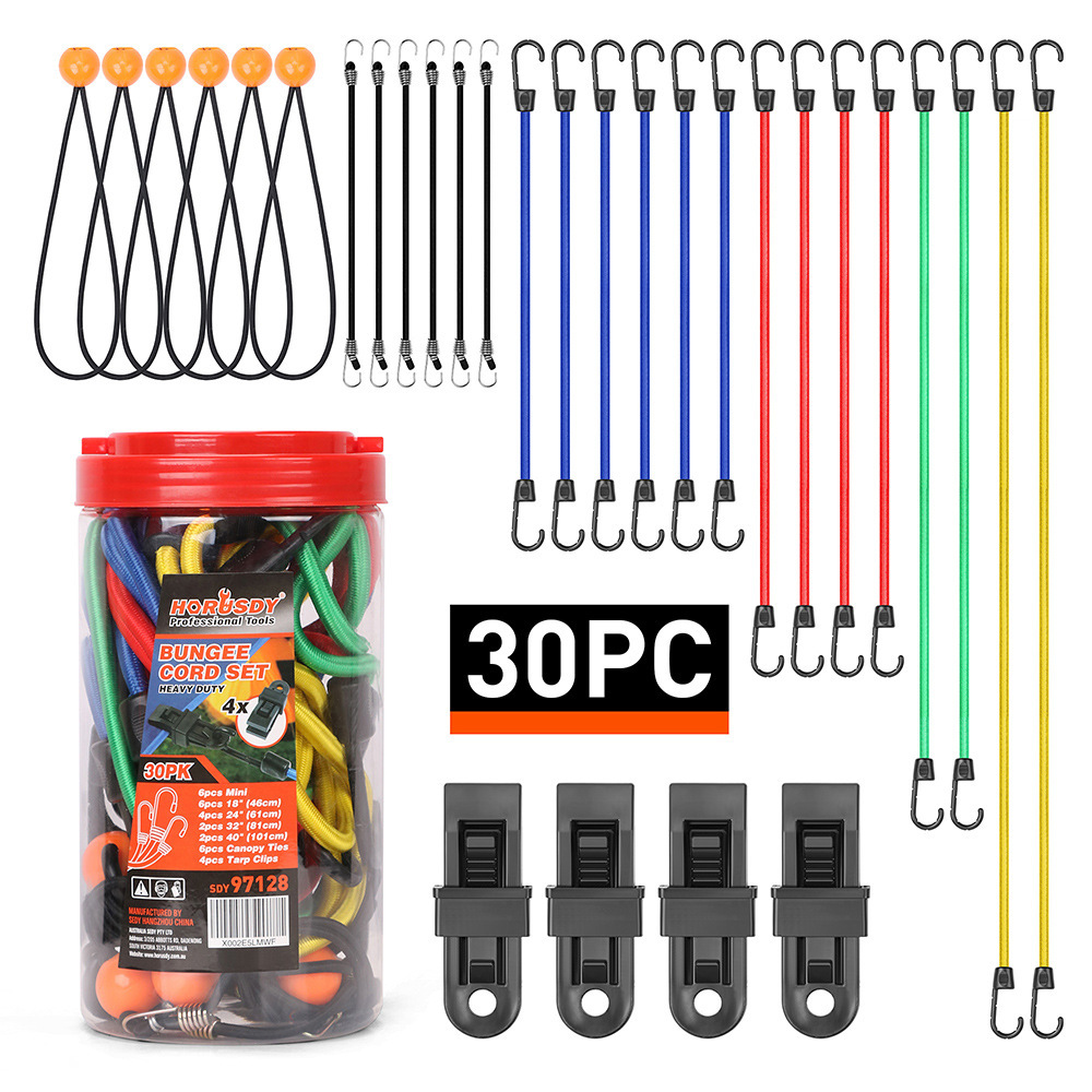 30개 버킷 수하물 로프 세트, 검정색