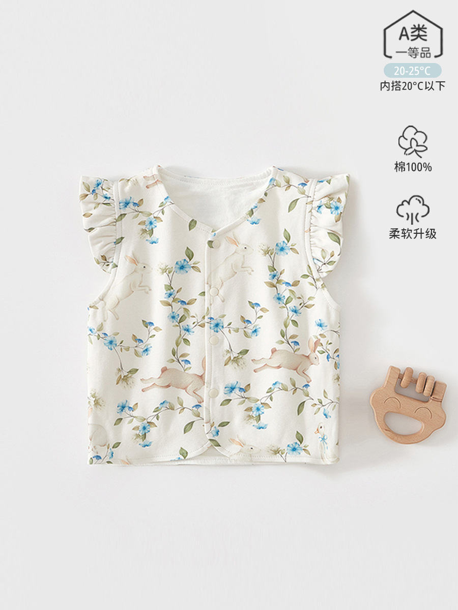 Chaleco de bebé de doble capa de clase A vestido de otoño de bebés de doble capa de chaleco de algodón para bebés dulces abrazaderas de caballo