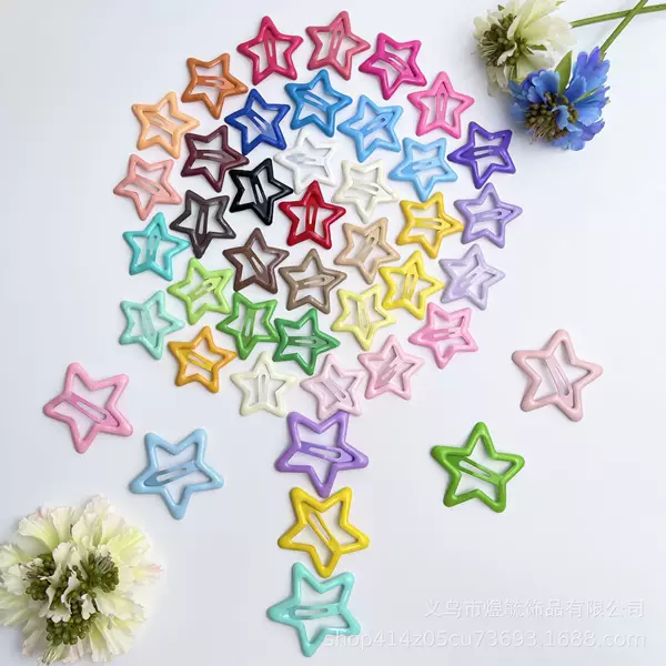 Candy Color Dripping Oil Star Hairpin Dopamine Cute Five-Pointed Star Hairpin Bb Clip Broken Hair Bangs Side Clip