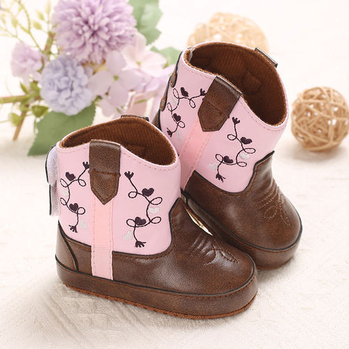 Baby First-Walker Shoes, Small Boots, Slip-On Baby Shoes for 0-1 Year Olds, Non-Slip Soft Sole, Autumn/Winter/Spring Pre-Walking Shoes, Coffee Color