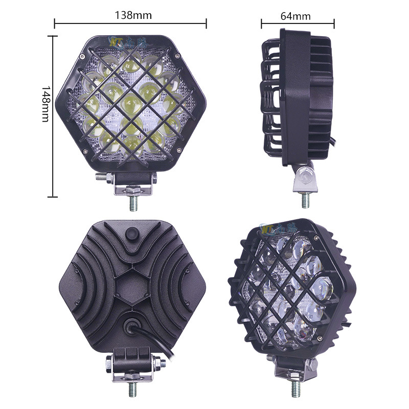 5,4 pulgadas hexagonal led48 W luz de trabajo luz del coche foco de luz del vehículo todoterreno luz de la motocicleta suministro transfronterizo