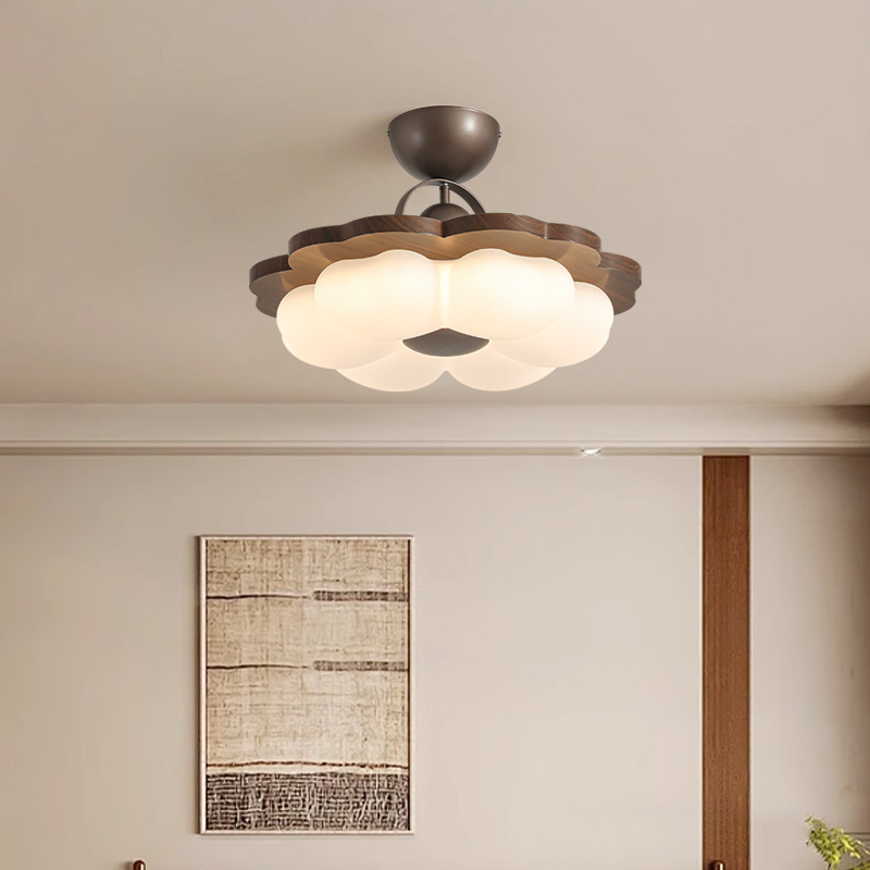 Luz de techo del dormitorio de estilo medieval nuevo retro color nuez flor de la habitación de los niños creativa luz de protección de ojos brillante 461L