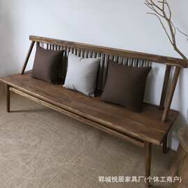 侘寂风老榆木休闲椅户外晾椅长条凳老门板躺椅罗汉床木墩凳换鞋凳