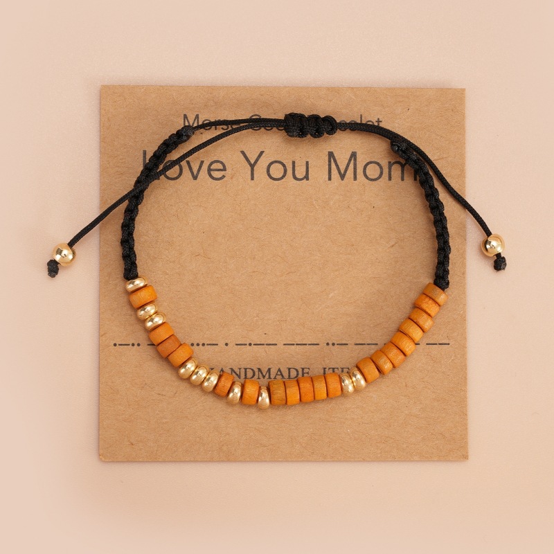 Simple Style Circle Wooden Beads Rope Knitting Mother'S Day Women's Drawstring Bracelets 1 Piece display picture 2