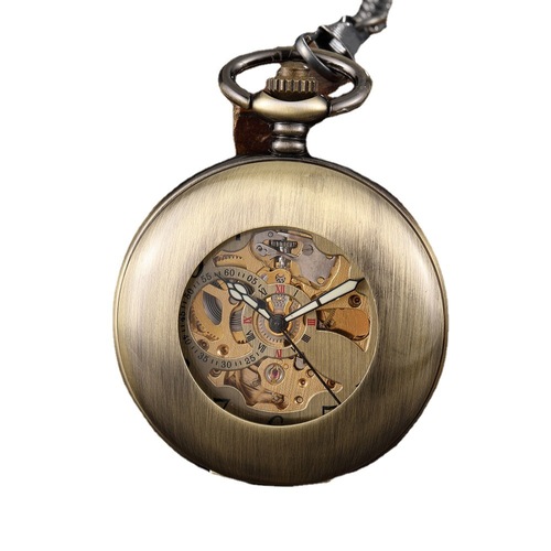 Manufacturer's hot selling large size ancient hollow glossy fully automatic mechanical pocket watch men's and women's gift mechanical watch