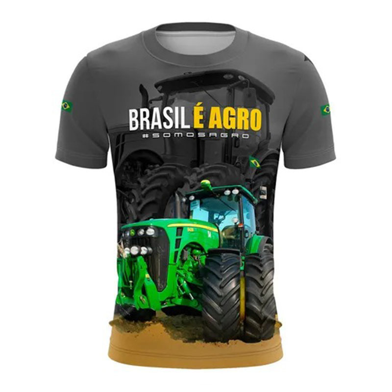 Camiseta de cuello redondo de bandera nueva transfronteriza Camiseta de cuello redondo con impresión digital 3D Top de hombre casual más tamaño camisa de manga corta