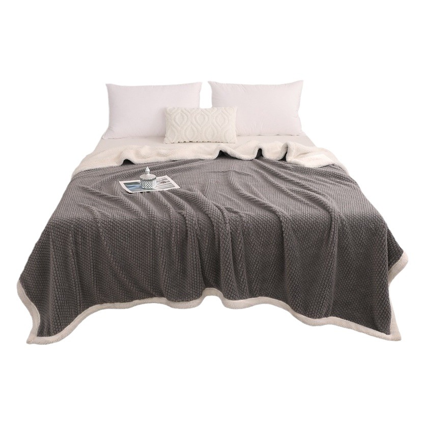 2023 Nueva Rosa Cachemira lana de cordero de color sólido multi-funcional manta doble capa engrosada Comercio exterior al por mayor