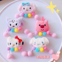 日系网红毛绒公仔发夹可爱挂毛球大耳朵狗库洛米搞怪发卡头顶夹子