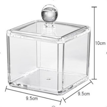 アクリル正方形綿棒綿棒収納ボックス透明プラスチック化粧テーブル収納単層積み重ね可能カバー付き|undefined