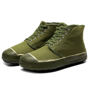 3537 liberation shoes high waist flat shoes farmland shoes wear-resistant construction site shoes yellow rubber shoes plus size high-top canvas labor protection shoes