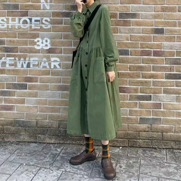 Французская ретро рубашка длинное платье женское сердце дизайн чувство нишевые длинные свободные рубашки платье