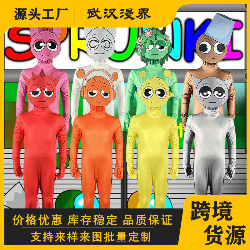 European and American Cross-border Halloween sprunki Rhythm Box Clothes Children's Stage Performance Clothes cosplay jumpsuit