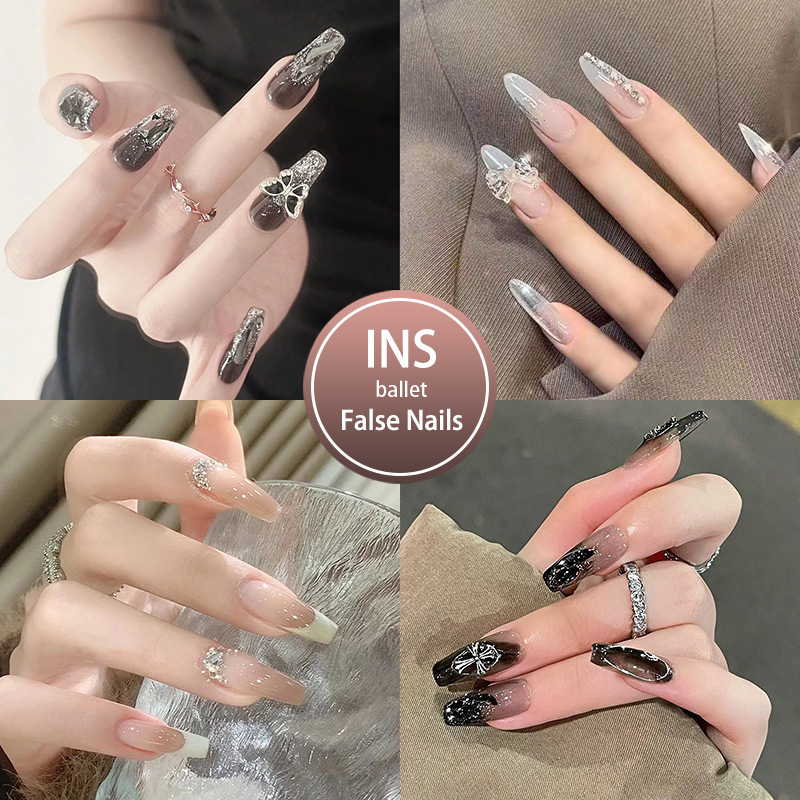 Explosive Cross-Border Wearable Nails French High-End Manicure Patches Removable Fashionable Light Luxury Style Manicure Patches Fake Nails