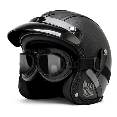 3c certification retro cruise motorcycle: Motosiklet dəbilqələri - m-classic-black-black-mirror-free-brim-face-towel