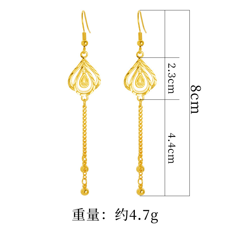 Pendientes de gota de oro de Vietnam borla de las mujeres pendientes largos de lujo de luz pendientes sin decoloración de alto grado personalizado todo partido