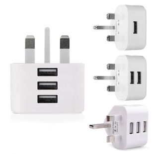 Factory Direct Sales British Standard 5V1A Adapter Triangle Charger USB Charging Head Mobile Phone Three-Port Hong Kong Version 2A Cross-Border